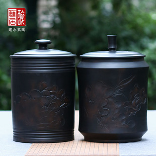 醉莲居建水紫陶9饼缸大号茶叶罐白茶饼普洱饼九饼罐九饼缸B25 B26