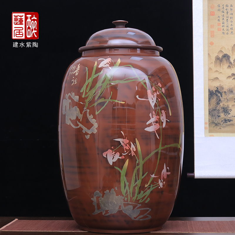 建水紫陶357克饼100饼特大茶缸