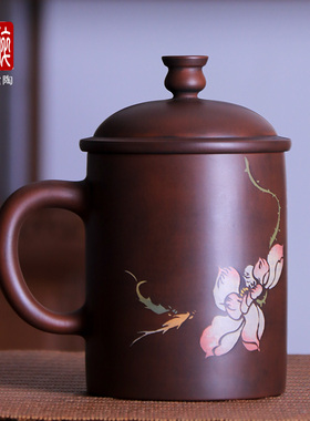 云南建水紫陶茶杯/王家明彩填办公杯（不带漏）含微量元素 U79P96