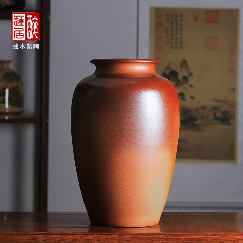 云南建水紫陶花瓶家居装饰摆件瓶花插水瓶李正龙传统柴烧花瓶 T03