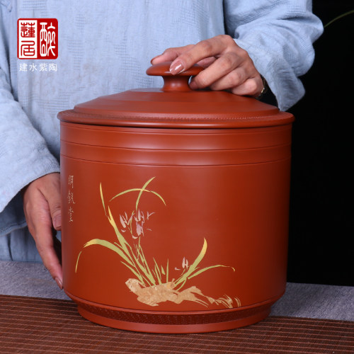 紫陶茶叶罐储茶罐357克5-7饼缸