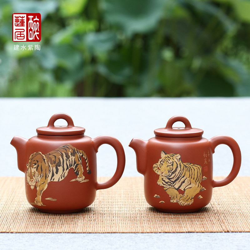 200ml紫陶壶建水紫陶泡茶壶功夫茶壶/郭成红泥复烧重工虎威图K96