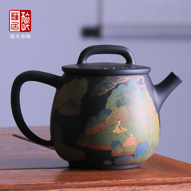 250ml 建水紫陶壶云南茶具功夫茶壶泡茶壶 山水高石瓢壶 O83