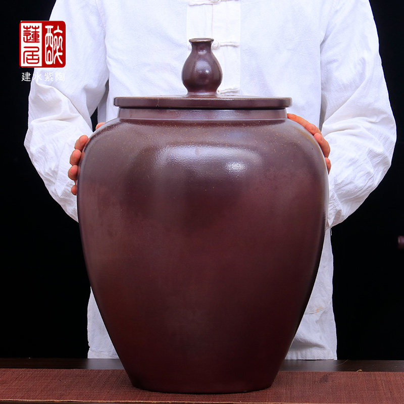 建水紫陶柴烧水缸家用水罐水缸肖春魁老师手工茶道抽水缸X51 X77