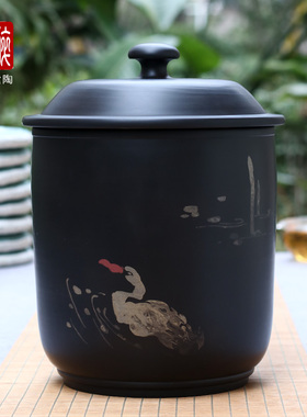 清库款 建水紫陶茶叶罐 357克饼七饼缸七片储茶罐 上上陶出品 B88