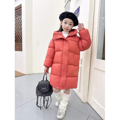 女童冬装棉服石墨烯导热2025新款冬季长款厚羽绒棉服连帽棉衣外套