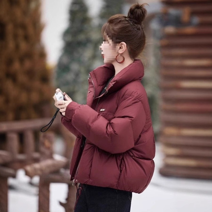 新款安哥拉冬季羽绒棉服短款时尚小个子立领面包保暖加厚棉衣外套