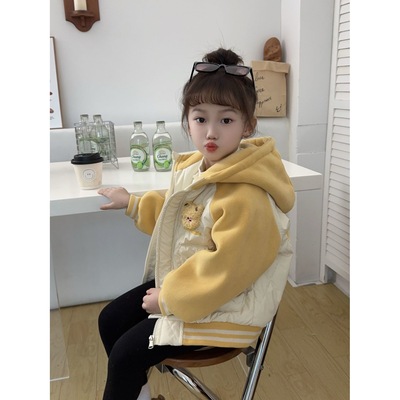 女童秋冬款棉衣2025新款洋气女宝宝冬季加绒加厚儿童保暖棉衣外套