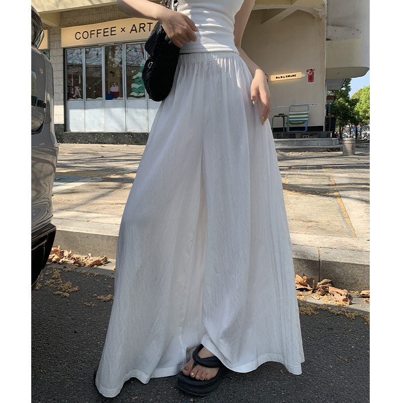 白色裙裤女夏2025新款高级感垂坠感阔腿冰丝棉麻防晒速干山本裤裙