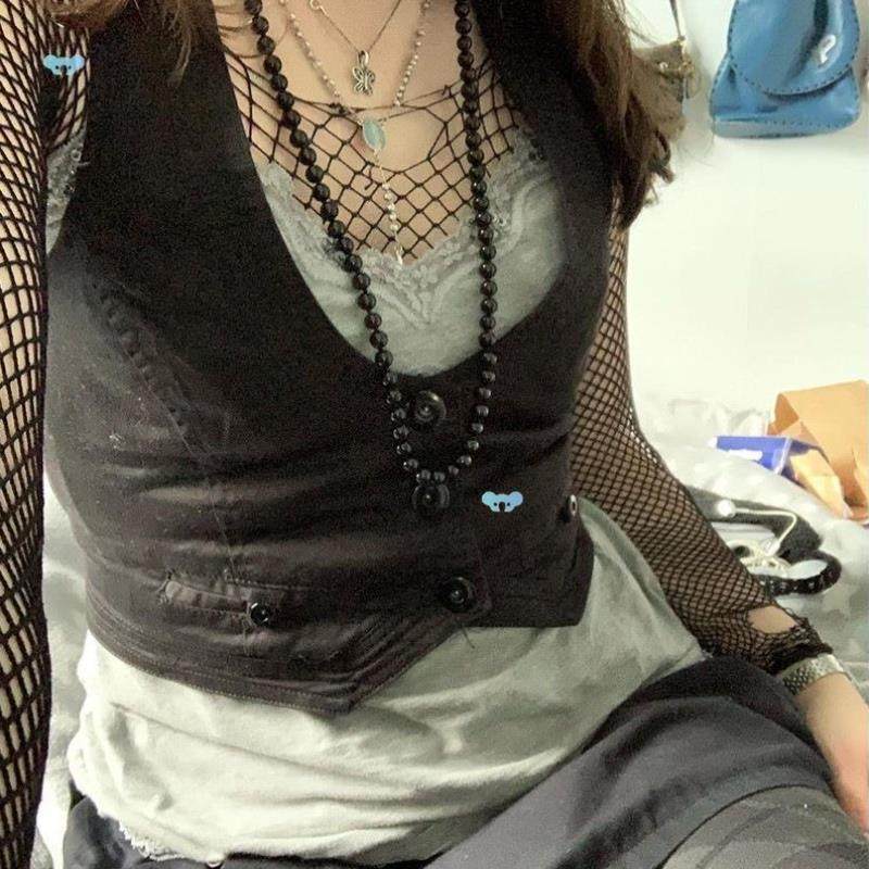 Faion solid color U-neck cardigan coat 时尚纯色U领马甲开衫