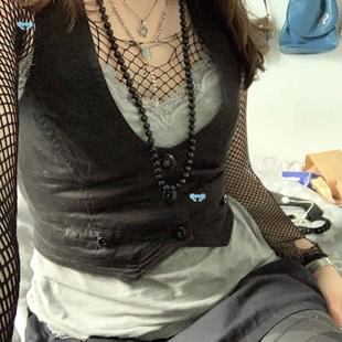 neck 纯色U领马甲开衫 solid 时尚 color coat Faion cardigan