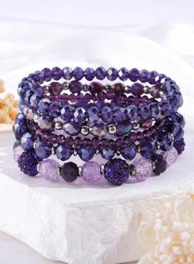 外贸代发新款Artificial CrystalBracelet Bead Bracelet Purple