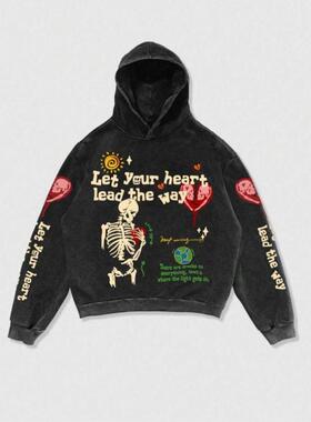 跨境外贸 Hoodies Sweatirts 男士休闲长袖连帽衫骷髅图案