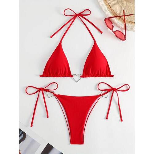 K 28358 Metal Neck Decor Solid Bikini 金属装饰比基尼