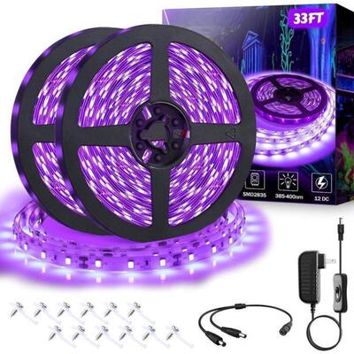 Christmas Halloween 33ft LED Black Light rip 600 LEDs 12V