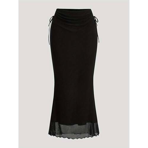 R 57071 Black Fishtail Skirt with Bow 黑色系带鱼尾裙