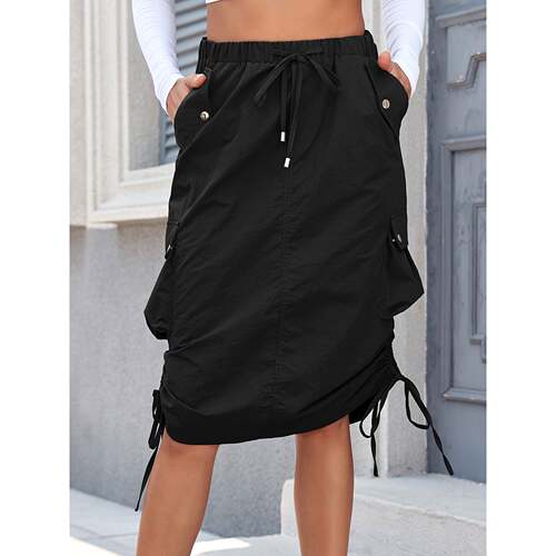 F 49681 Tie Waist Denim Skirt 系带牛仔半身裙