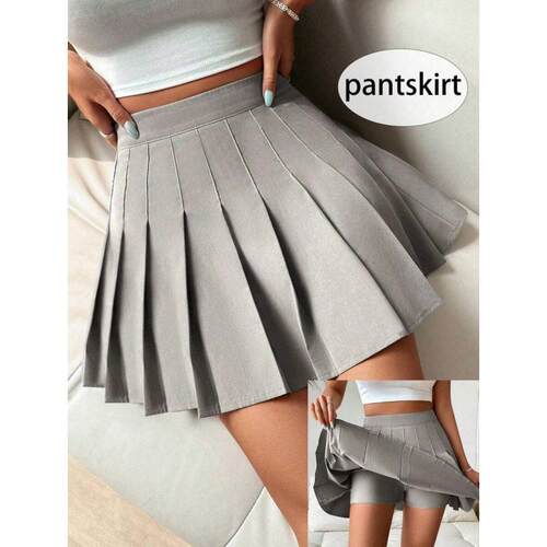 D 69084 High-waist anti-slip pleated skirt 腰防走光百褶短