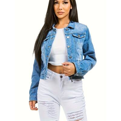 X 92721 Trendy Denim Jacket with Pockets 时尚牛仔衣