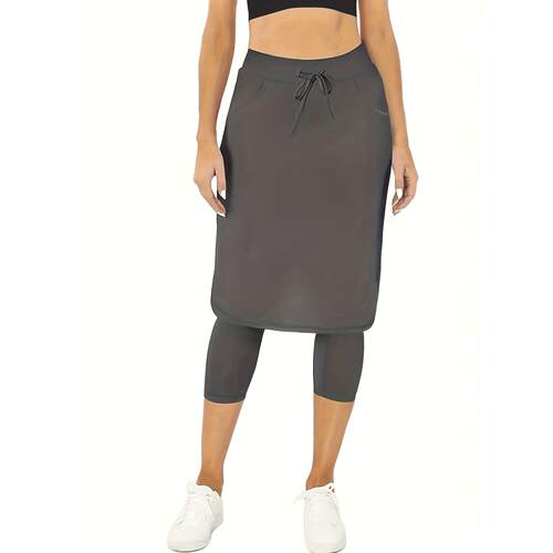 T 43703 Drawstring Waist Skort 抽绳半身裙