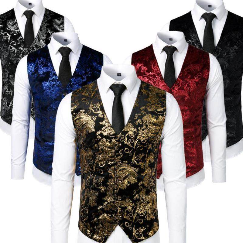 Gold eampunk Vest n Su Gilet Homme Wedding Sleeves