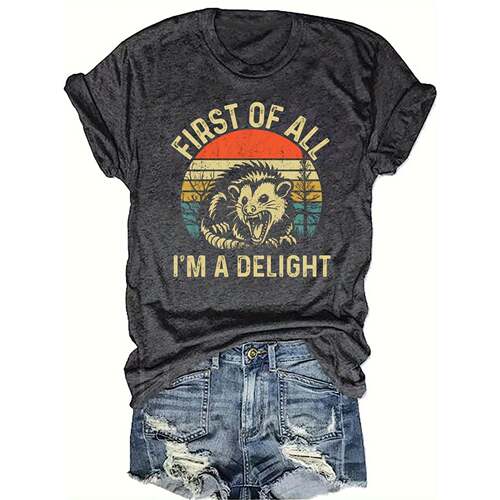 C 13461 Printed Round Neck Short Sleeve T-Shirt 印花圆领T恤