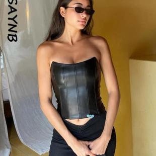 Crop Top Undeear Black Women Corset Vest Faion Tops