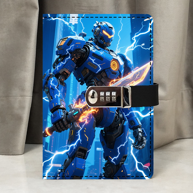 儿童密码本小学生日记本带锁卡通笔记本子加厚多功能密码锁记事本文艺精致记录本机器人创意礼品本子礼物
