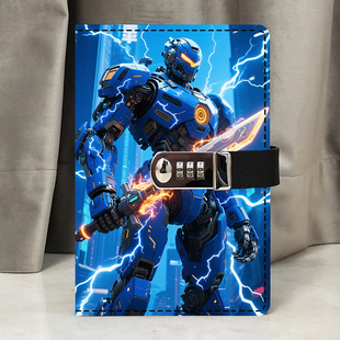 儿童密码本小学生日记本带锁卡通笔记本子加厚多功能密码锁记事本文艺精致记录本机器人创意礼品本子礼物