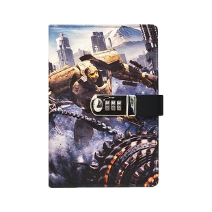 A5小学生带锁日记本田字格本子儿童密码本简约创意皮面笔记本子生日礼品记事本横线卡通精致文艺密码锁手账本