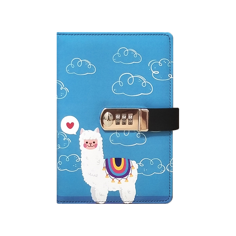 简约卡通风儿童田字格带锁日记本