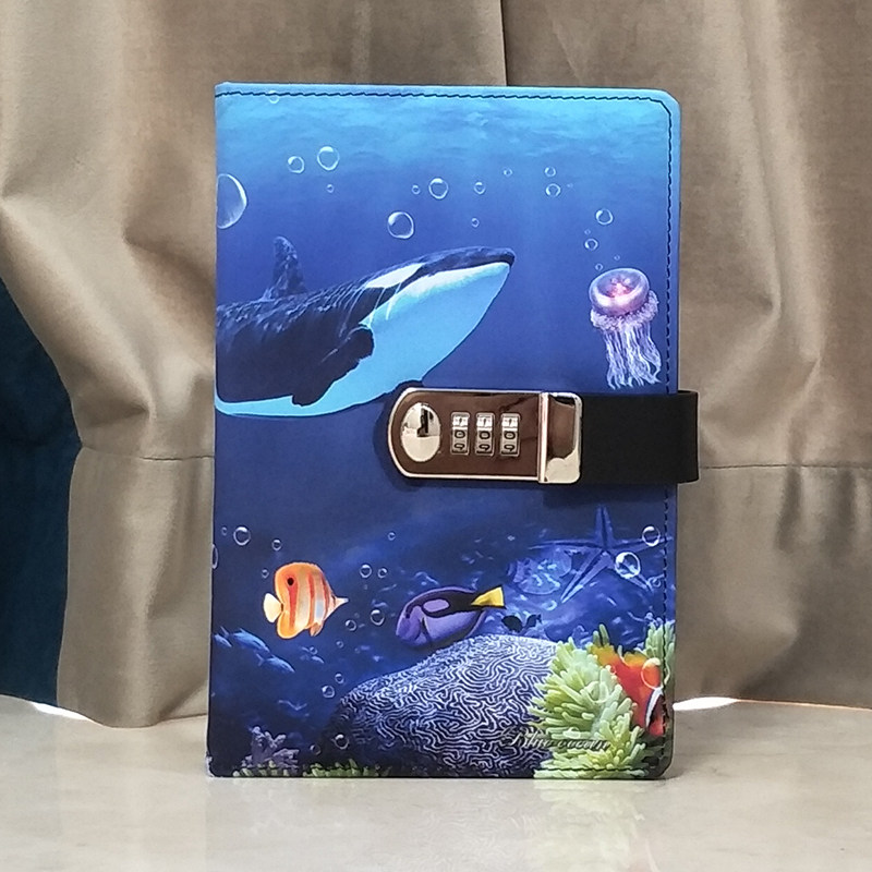 中小学生儿童密码本带锁日记本密码锁多功能指纹复古创意记事本加厚本子韩国小清新笔记本子简约少女心本子