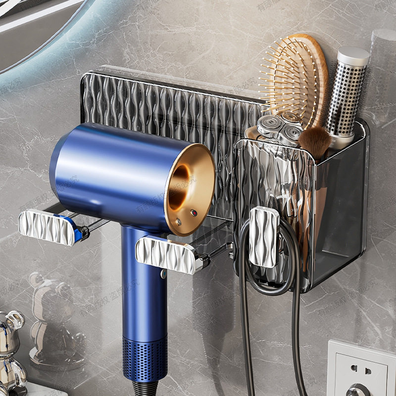 吸盘免打孔卫生间电吹风厕所支架放置洗手间浴室收纳吹风机置物架