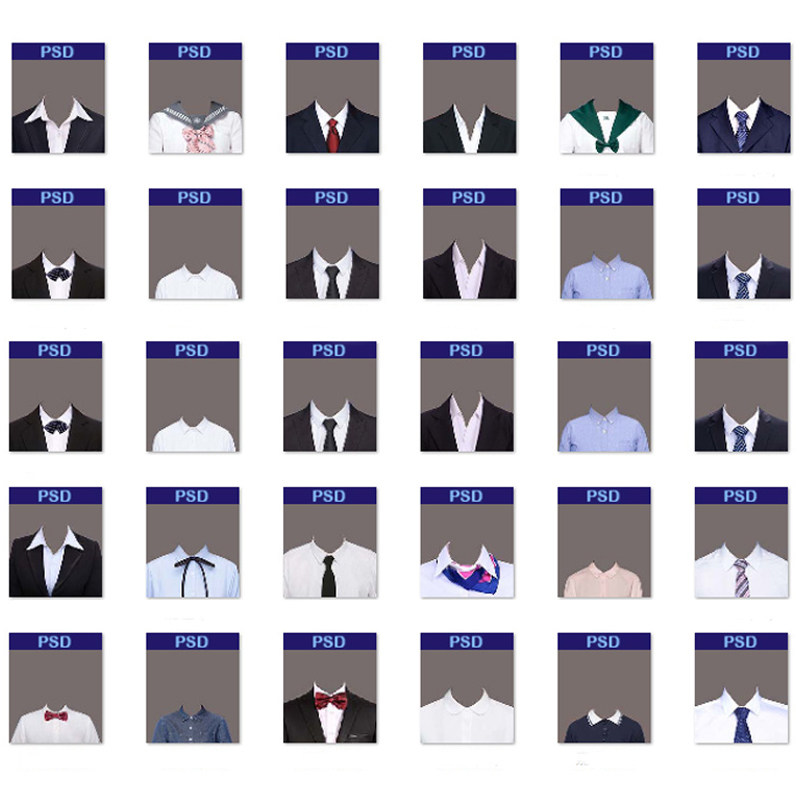 证件照衣服免扣素材透明png证件照服装psd源文件免抠换衣服素材