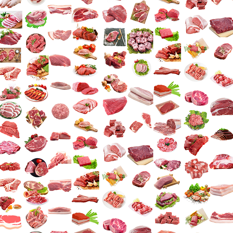 餐饮新鲜肉类肉块肉片生鲜猪肉五花肉排骨插画食材PNG免扣图素材