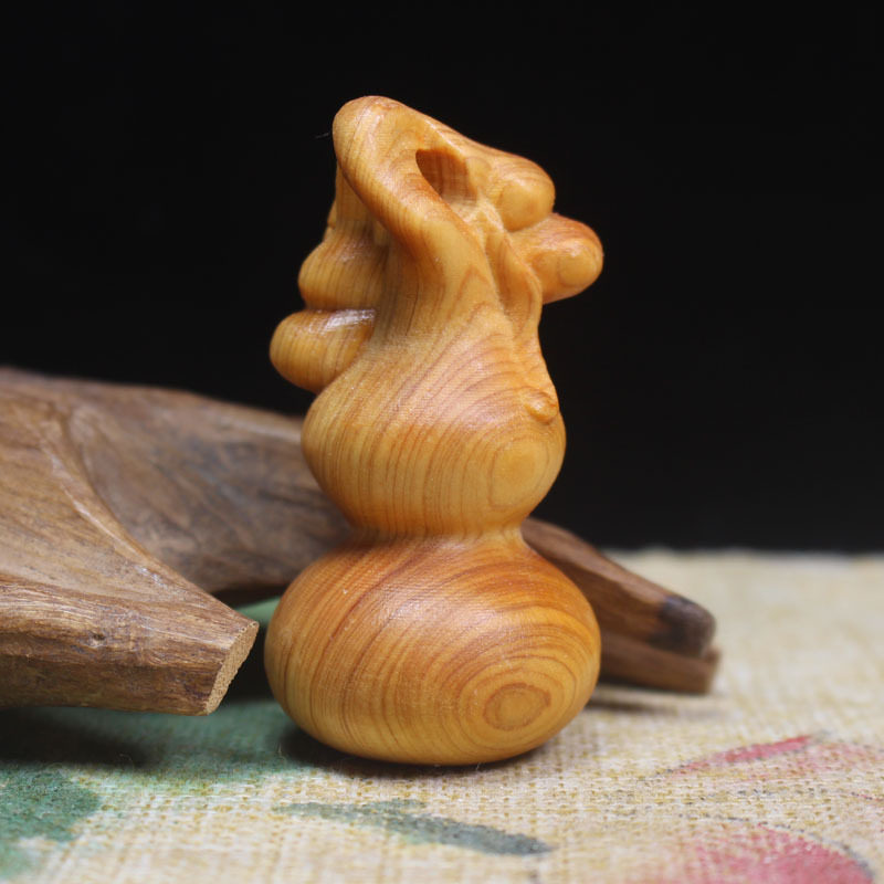 崖柏三子葫芦雕刻手把件 多子多福木质品木雕根雕工艺品