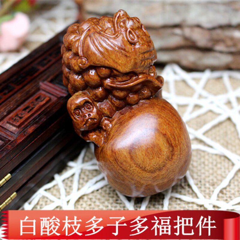 紫檀木酸枝木手把件木雕文玩工艺品摆件挂件猴子蝙蝠白酸枝吊坠