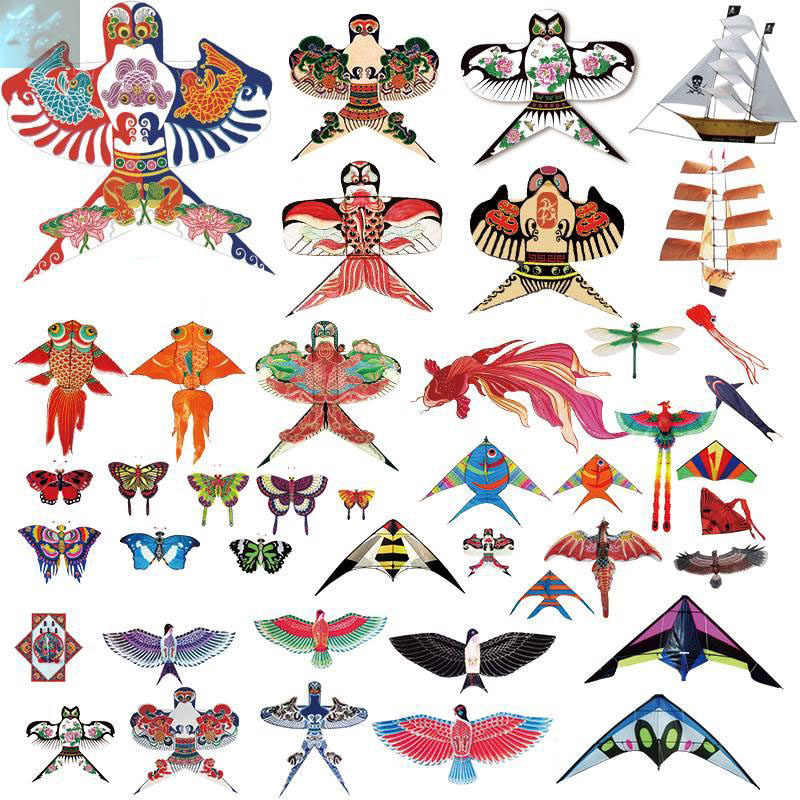 手绘古典彩色风筝ps设计鲤鱼节日校园活动宝宝宴春天元素构图素材