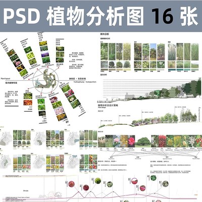 A50景观植物分析图PS农场植物配置种类植被物种分析psd分层素材