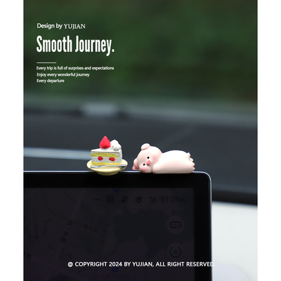 YUJIAN丨汽车屏幕小摆件车载中控显示屏趴趴公仔车内卡通装饰玩偶