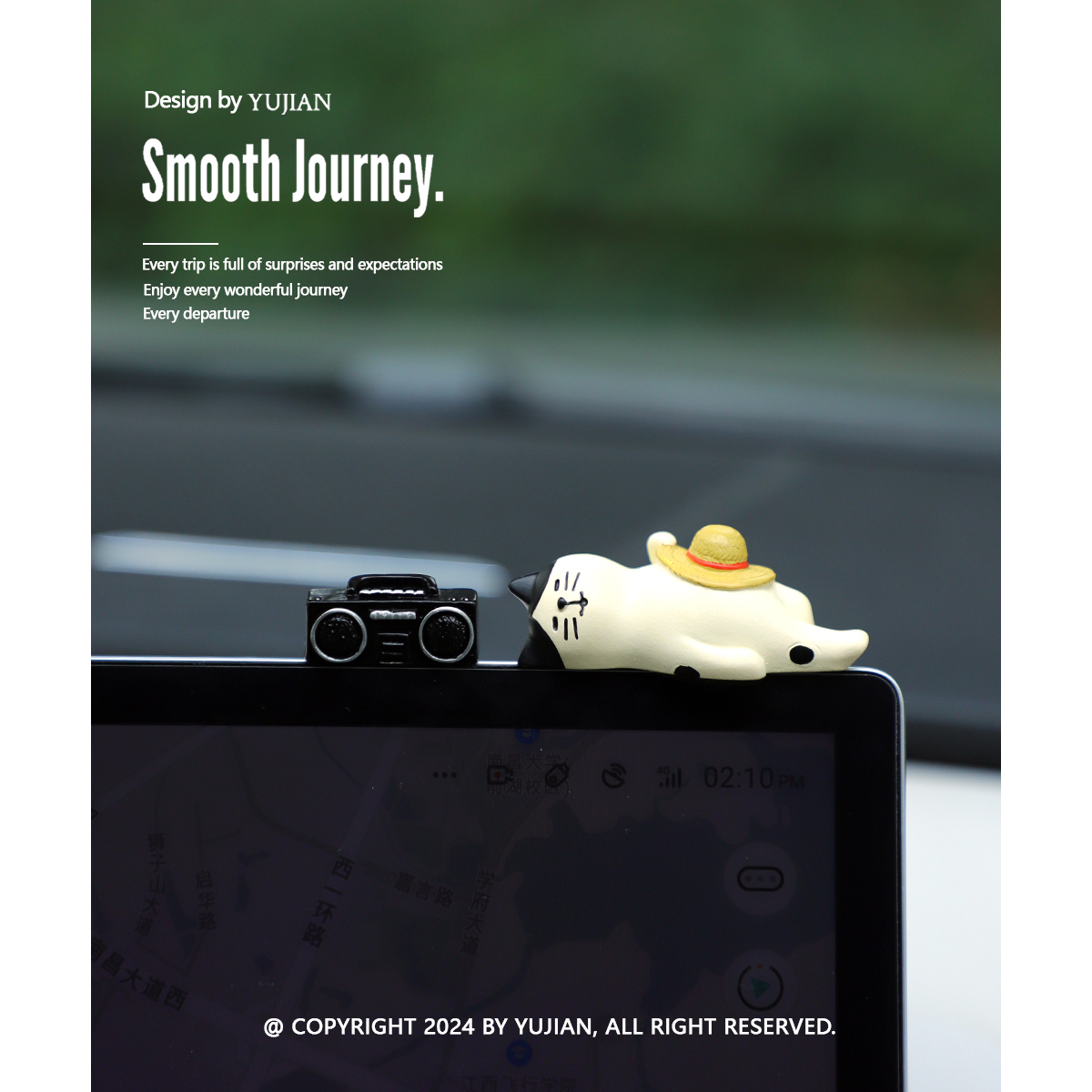 YUJIAN丨治愈系猫咪汽车屏幕小摆件车内饰品车载中控台装饰品配饰