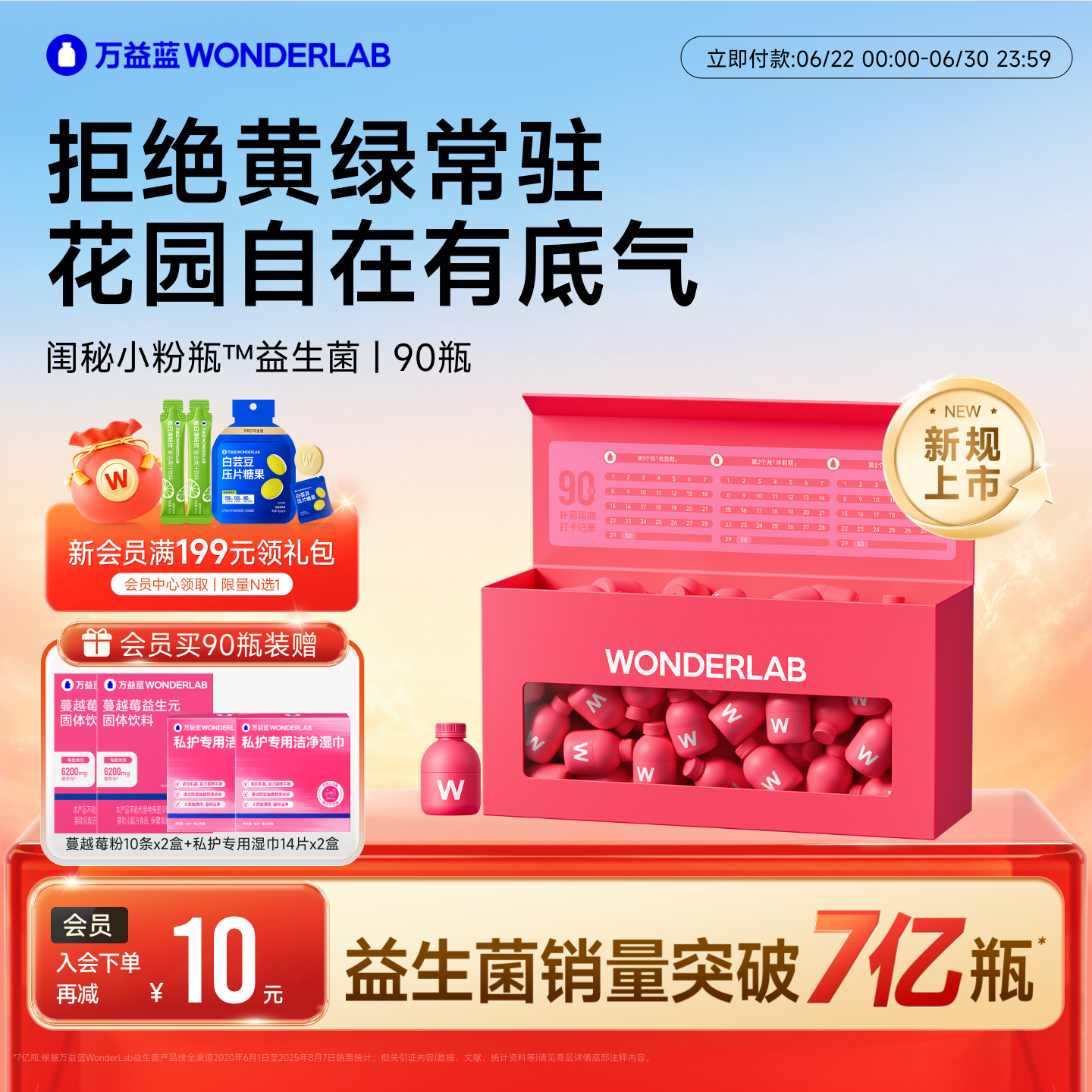 万益蓝WONDERLAB蔓越莓女性益生菌孕妇花园乳酸杆菌肠道小粉瓶