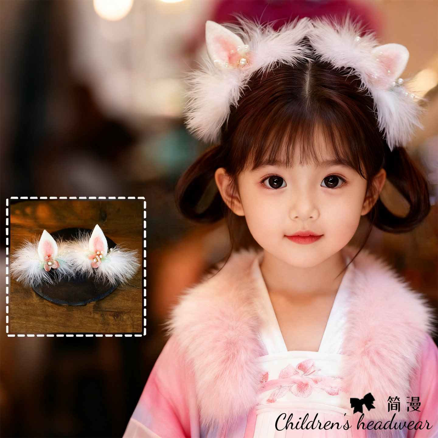 汉服儿童头饰古风发饰秋冬新款兔耳朵羽毛女童仙气流苏飘带发夹,童装/婴儿装/亲子装,发饰,淘宝优惠券,粉丝福利购,淘宝优惠卷