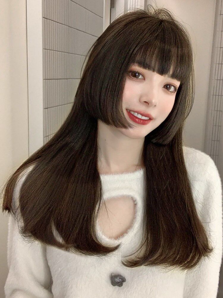 风自然人发直发 jk女长发仿真发型全假发切长头套减龄圆脸.公主