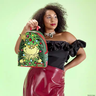 海外Loungefly创意双肩包圣诞怪杰周边格林奇圣诞树主题迷你背包