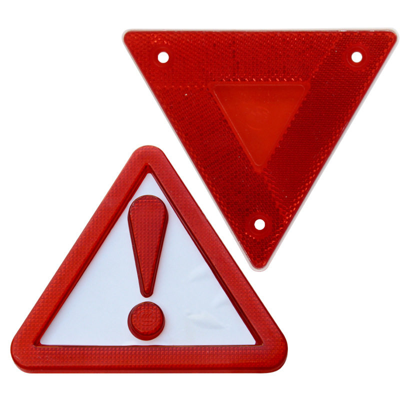 车载汽车叹号三角警示牌带孔小三角自带背胶三角架反光汽车警示牌
