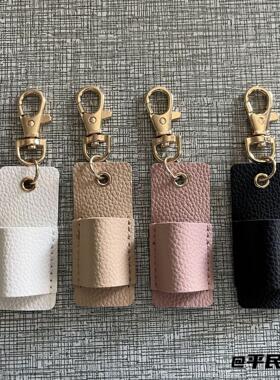 签字米白收纳办公笔套黑色荔枝纹荔枝纹皮质笔套粉色挂饰皮革笔袋