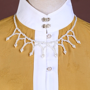 优雅珍珠披肩配件绳绣立体拍摄 白色蕾丝大项链坎肩珍珠领韩版 时尚