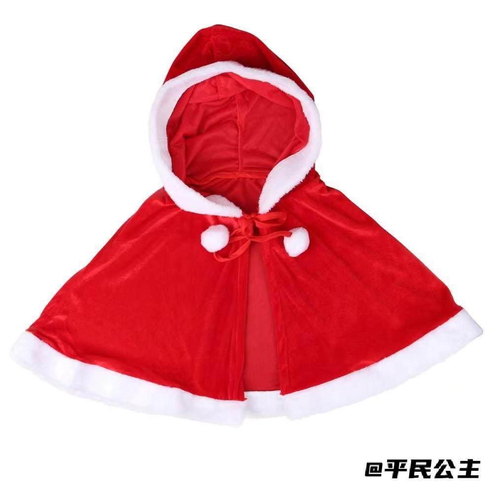 cosplay圣诞老人服装圣诞斗篷红色金丝绒斗篷红色金丝绒