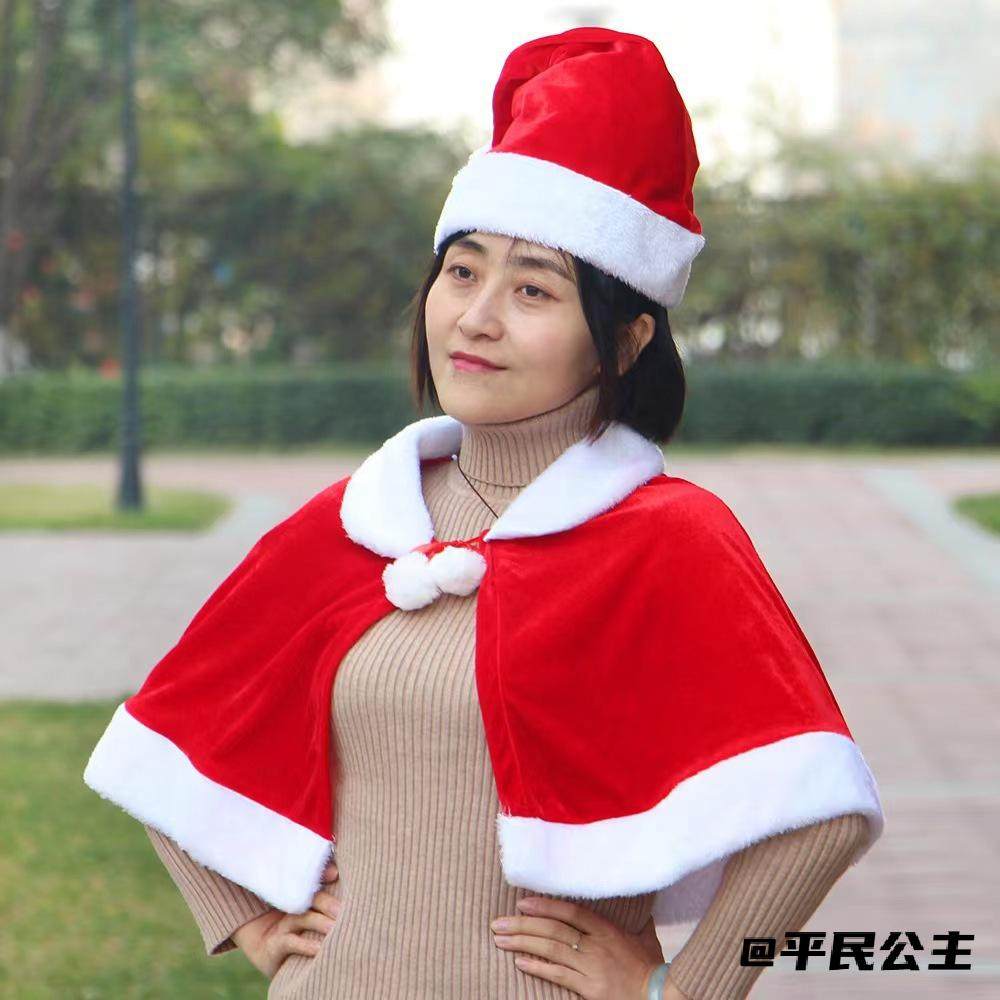 红色金丝绒斗篷圣诞老人服装派对演出百变小樱红色连帽斗篷儿童